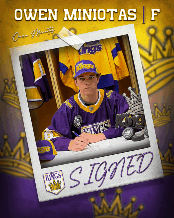 Knights 3rd Rounder Miniotas Signs in Komoka
